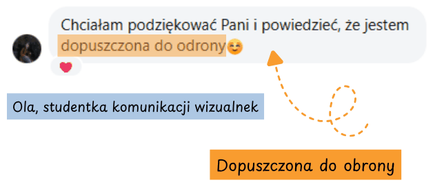 Ola, studentka komunikacji wizualnej: dopuszczona do obrony