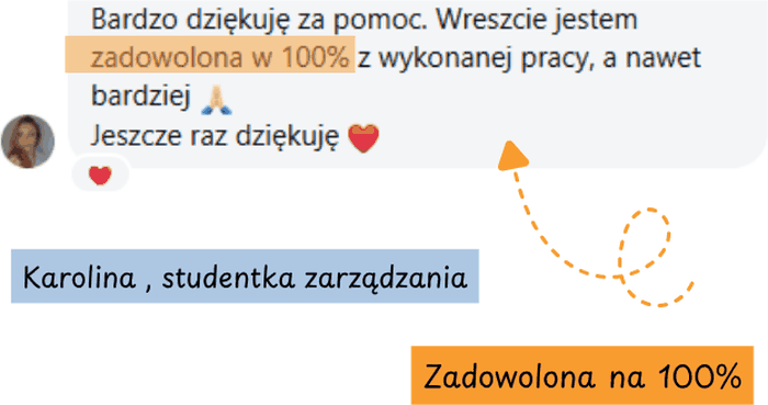 Karolina, studentka zarządzania: zadowolona na 100% z wykonanej pracy