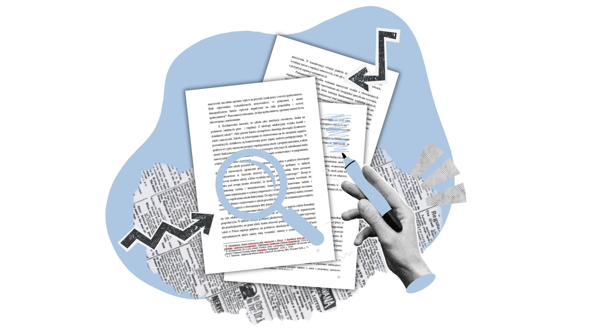 Kilka kartek z praca magisterską, która jest poprawiana