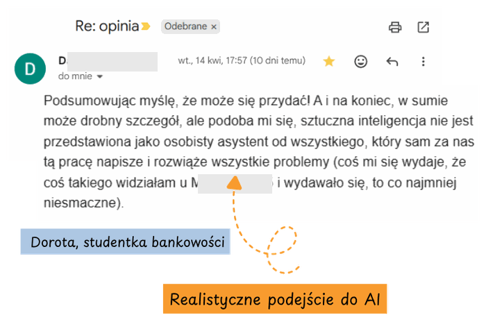 Opinia Doroty - realistyczne podejscie do AI