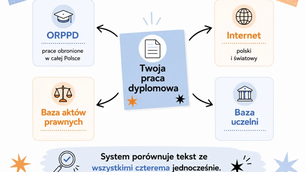 Cztery bazy porównawcze Jednolitego Systemu Antyplagiatowego: ORPPD, internet, akty prawne i baza uczelni