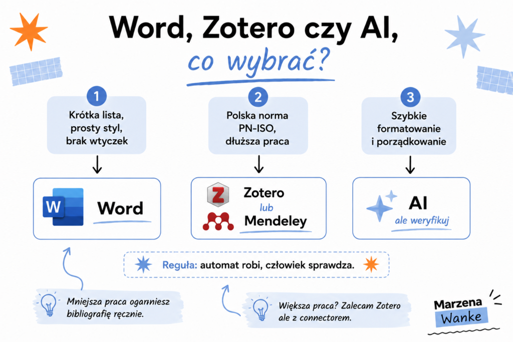 co wybrać do automatycznej bibliografii, Word, Zotero czy AI